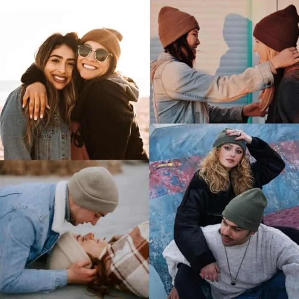 Unisex Knitted Skull Cuffed Beanie Slouchy Warm Winter Hat Soft Acrylic